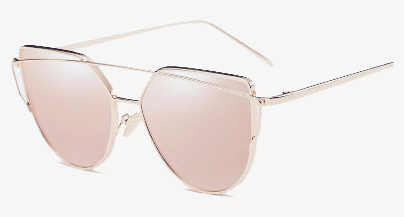 Mirrored Aviator Rose Gold Sunglasses Png Black And - Sunglasses, transparent png download