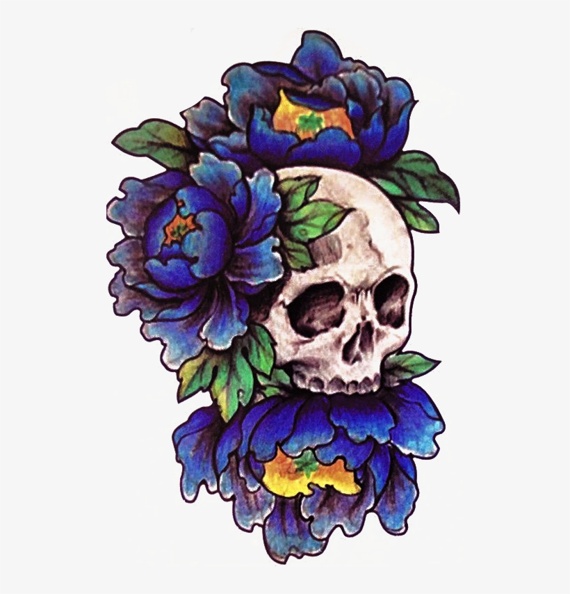 Skull Tattoo Png Pic - Floral Skull Tattoo Png, transparent png download
