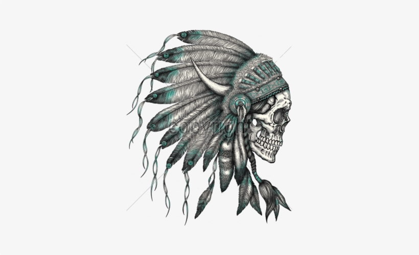 Drawn Weed Skull - Native American Indian Skull, transparent png download