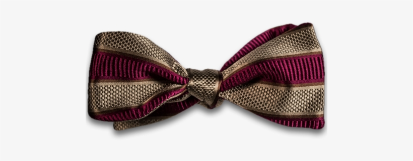 Wine And Khaki Striped Mogador Silk Self Tie Bow Tie - Necktie, transparent png download