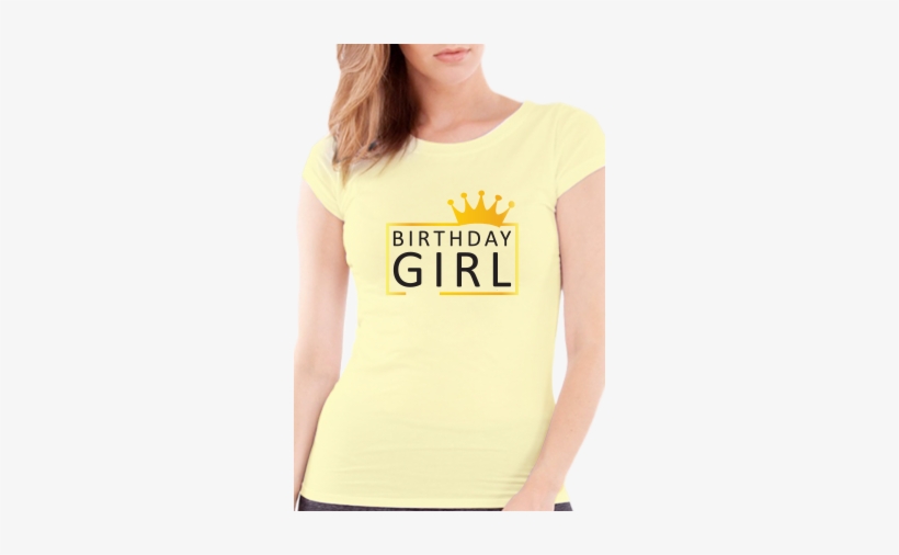 Birthday Girl Round Neck Half Sleeve Girl's Yellow - T Shirt For Girls, transparent png download