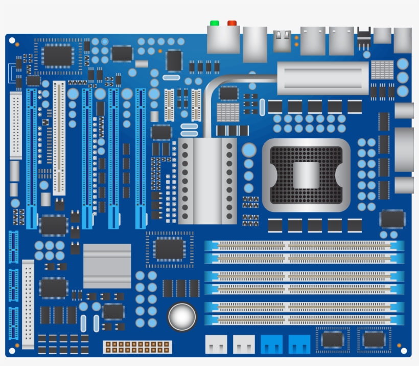 Blue Computer Mainboard Png Clipart - Mainboard Png, transparent png download