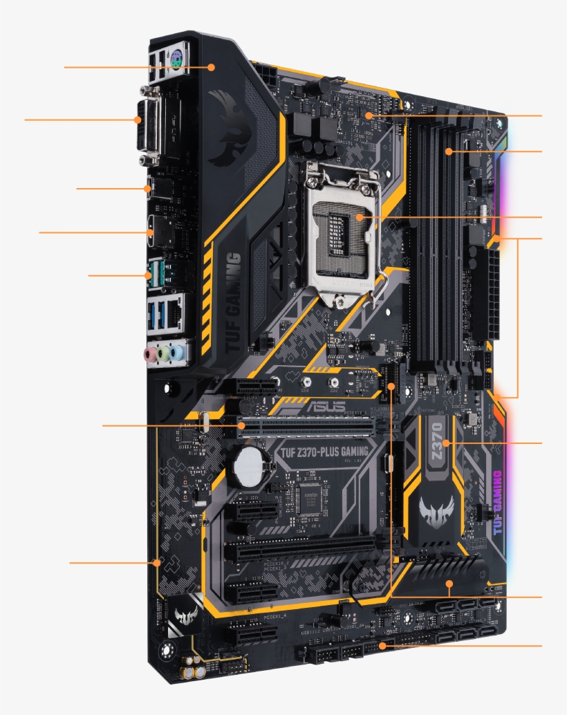 Tuf Z370 Plus Gaming - Asus Tuf Z370-plus Gaming - Motherboard - Atx - Lga1151, transparent png download