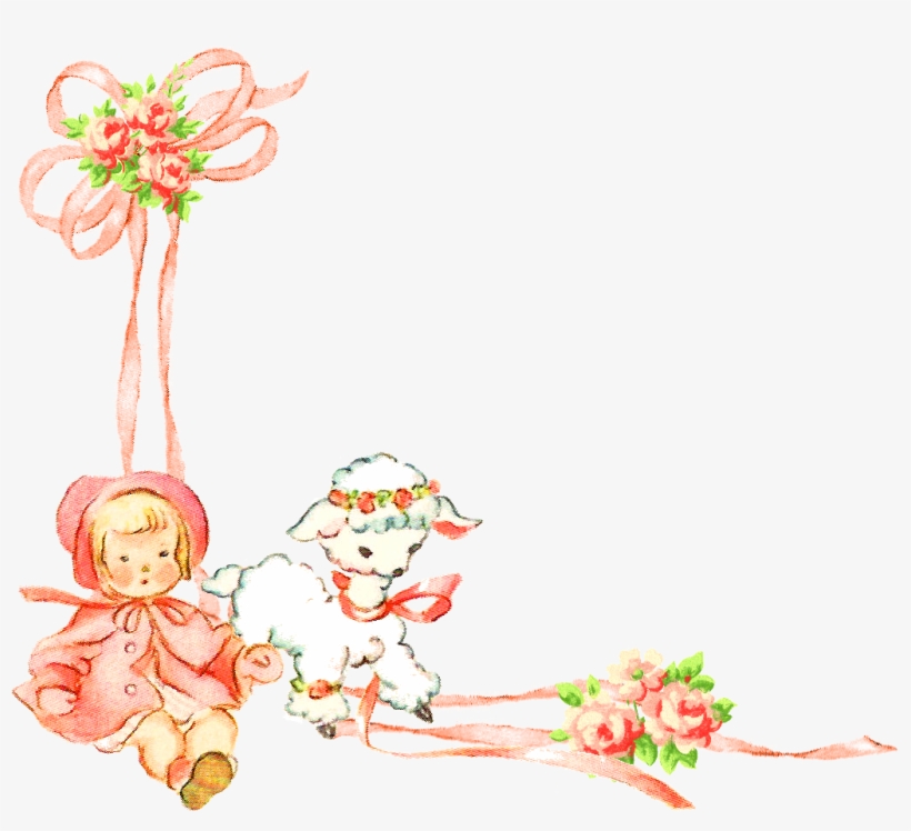 Digital Corner Design Downloads - Baby Girl Flower Designs Png, transparent png download