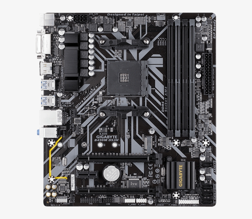 B450m Ds3h, Amd B450 Chipset, Am4, Hdmi, Microatx Motherboard - Gigabyte B450m Ds3h, transparent png download