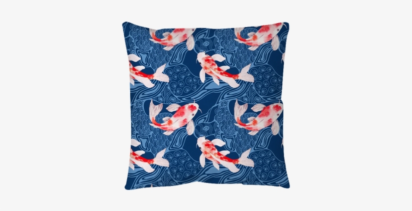 Watercolor Koi Fish Seamless Pattern With Waves On - Watercolor Painting, transparent png download