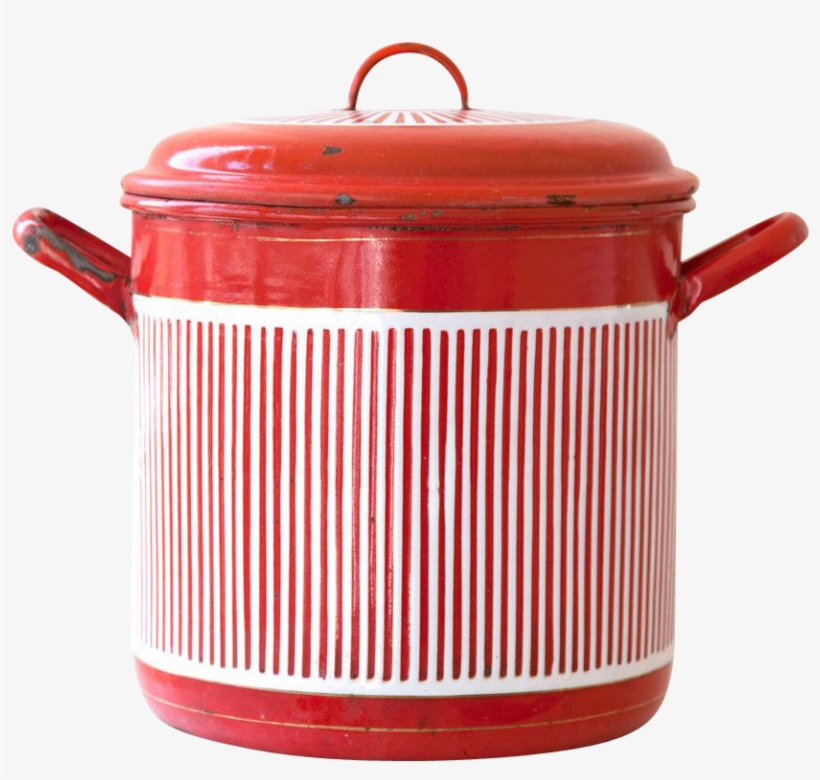 Large French Vintage Enamel Stock Pot - Lid, transparent png download