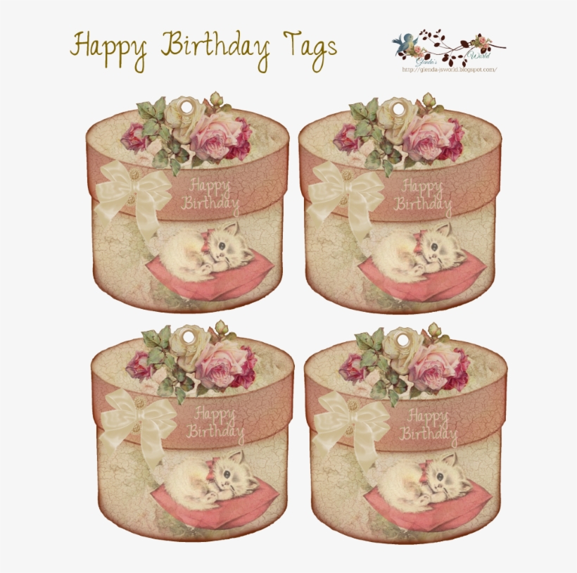 Cute Free Birthday Tags - Antique Roses Greeting Cards, transparent png download