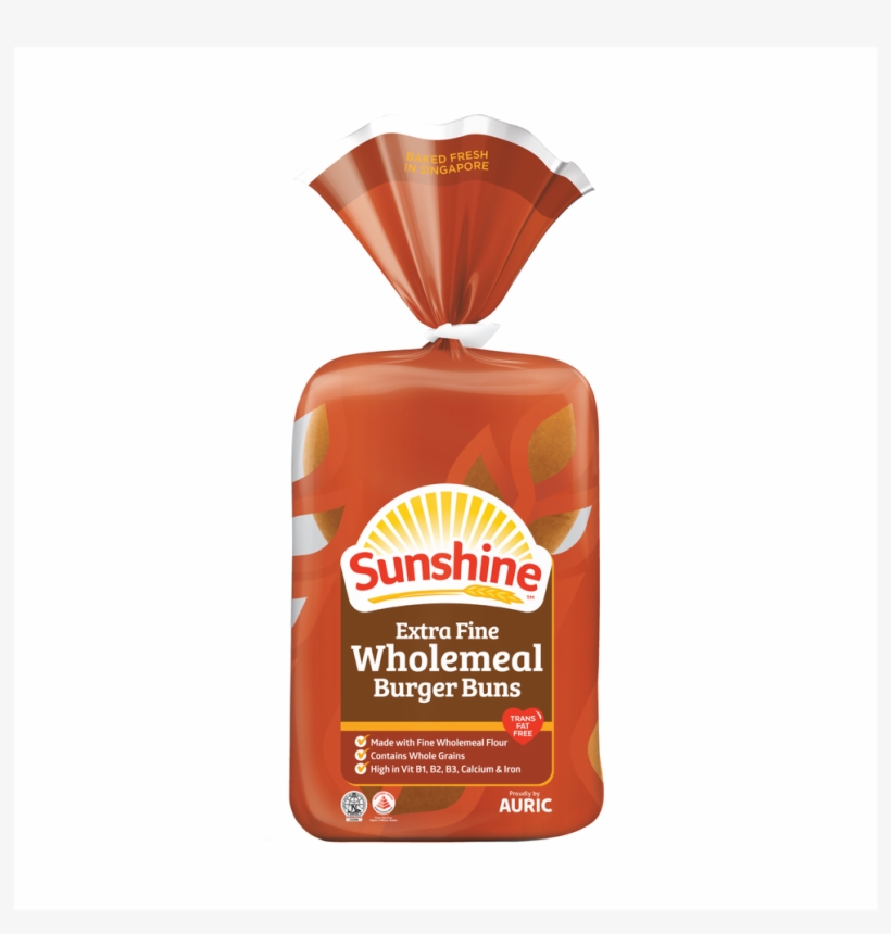 Sunshine Extra Fine Wholemeal Burger Buns - Whole Meal Burger Buns, transparent png download