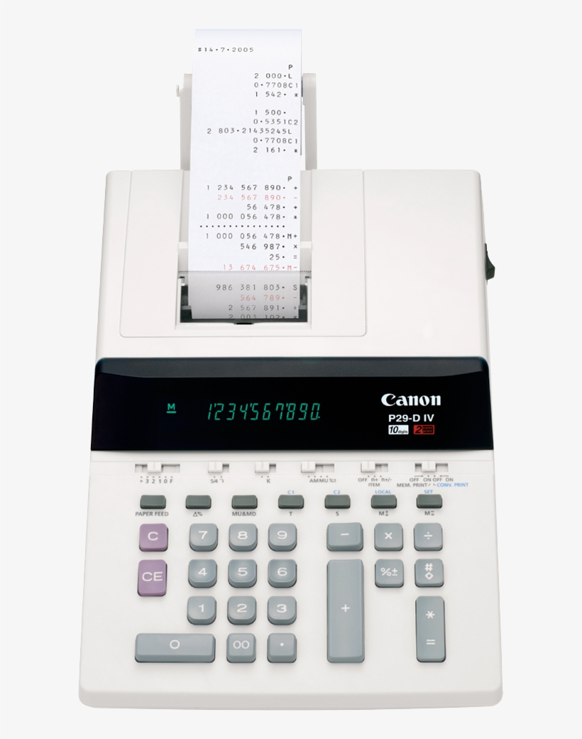 P29div 10 Digit Printout Calculator Calculator - Canon P29div, transparent png download