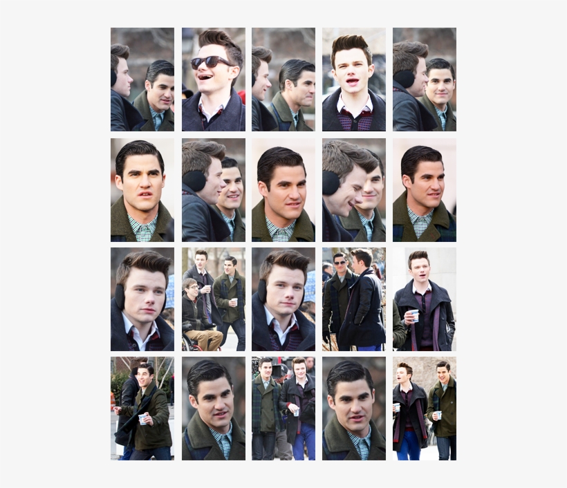 «chris Colfer And Darren Criss On Set March 14th, 2014» - Collage, transparent png download