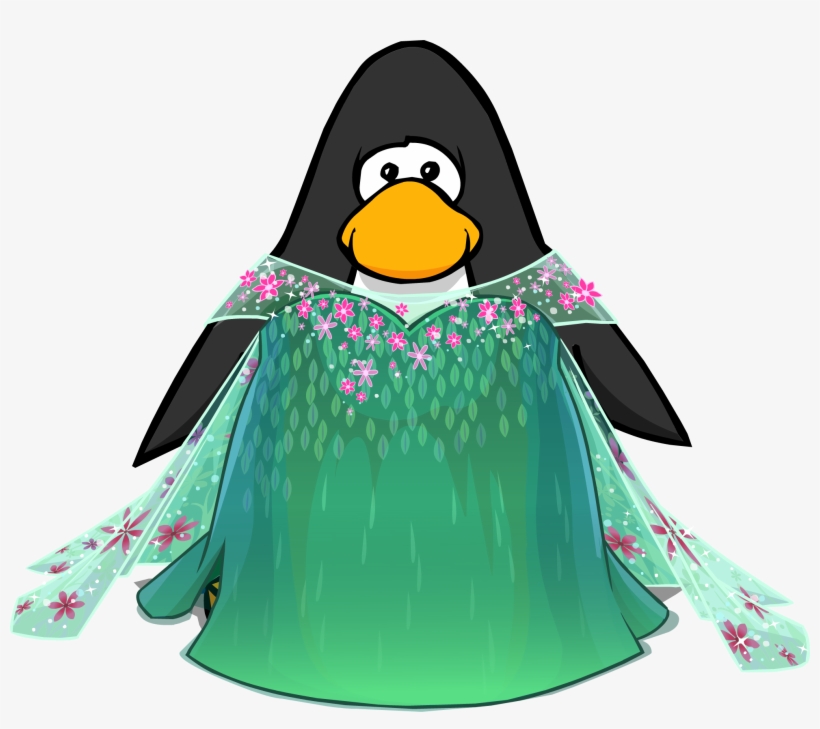 Elsa's Spring Dress On A Player Card - Club Penguin Mint Dress, transparent png download