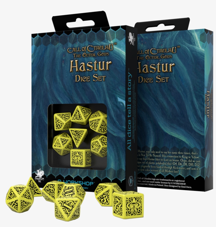Q Workshop Call Of Cthulhu The Other Gods Hastur 7 - Celtic Dice Set 3d Yellow/black (7 Dice Set), transparent png download