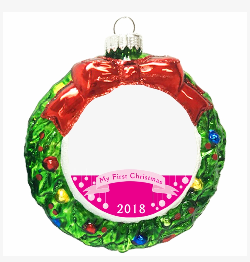 5" My First Christmas 2018 Baby Girl Wreath Personalized - Christmas Day, transparent png download