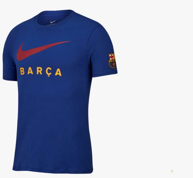T Shirt Nike Fc Barcelona Tee Large Swoosh Av5056 455 - T-shirt, transparent png download
