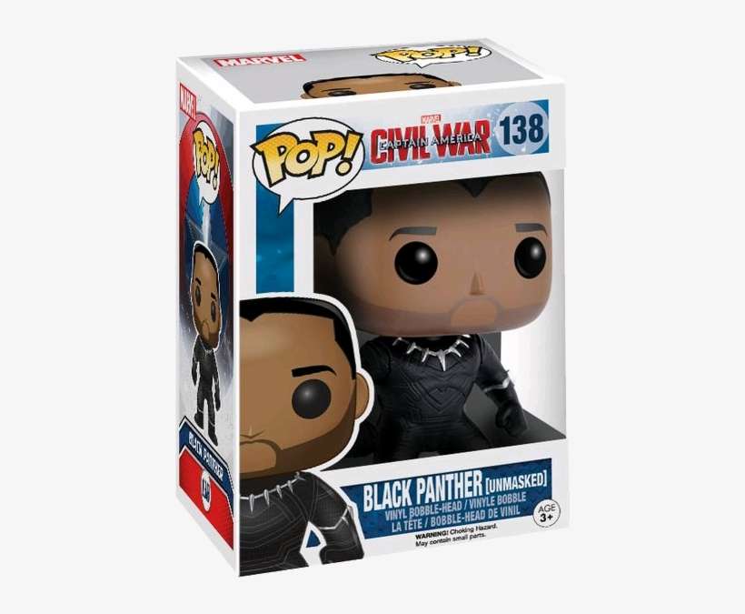 Captain America Civil War - Black Panther Unmasked Funko, transparent png download