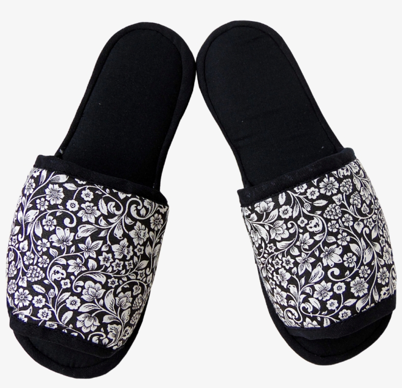 2002 Chinelo De Quarto Preto/floral - Chinelos De Quarto Feminino, transparent png download