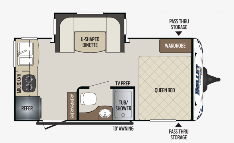 2019 Bullet Crossfire 1750rk Floor Plan Img - Caravan, transparent png download