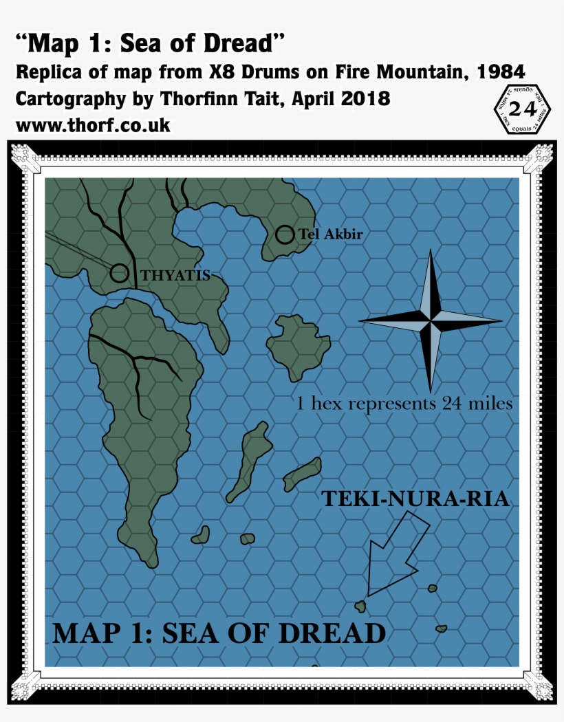 Replica Of X8's Sea Of Dread Map, 24 Miles Per Hex - Map, transparent png download