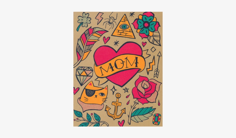 Mom Tattoo Flash Greeting Card - Mom Tattoo Flash, transparent png download