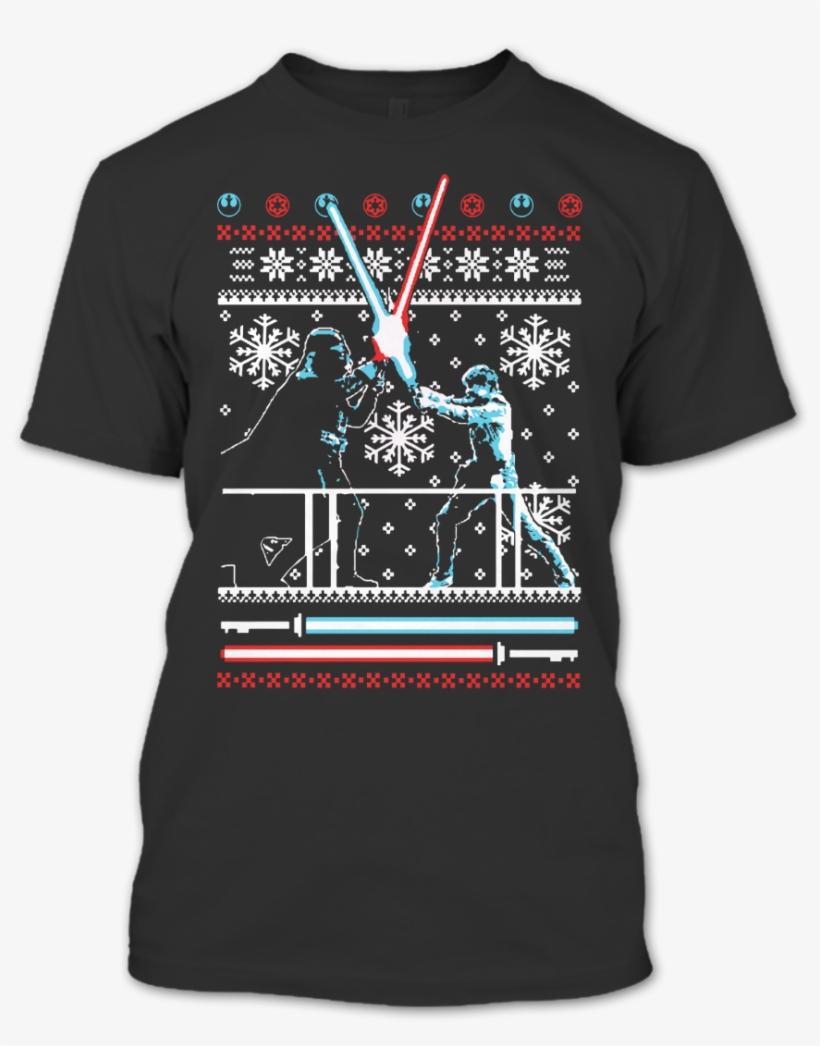 A Black T-shirt With The Shopify Logo - Star Wars Merry Christmas T Shirt, transparent png download