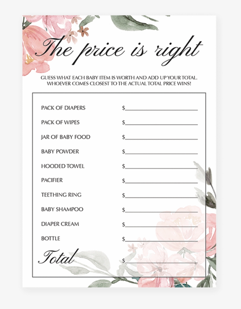 The Price Is Right Baby Shower Game Printable Ubicaciondepersonas 