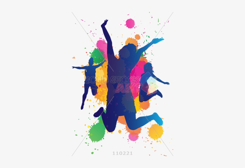 Stock Illustration Of Jumping Girls With Bright Paint - Stock Illustration, transparent png download