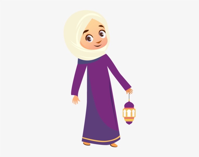 Muslim Girl With Hijab Element, Eid Mubarak, Calligraphy, - Hijab Girls Vector Png, transparent png download