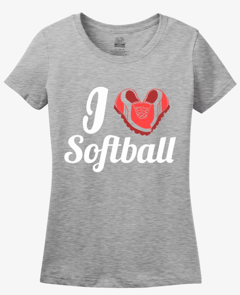 Ladies Grey I Heart Softball - Stork With Custom Month T-shirt, For Pregnancy Announcements,, transparent png download