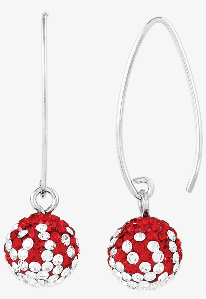 Red And White Ball Drop Earrings - Earrings, transparent png download