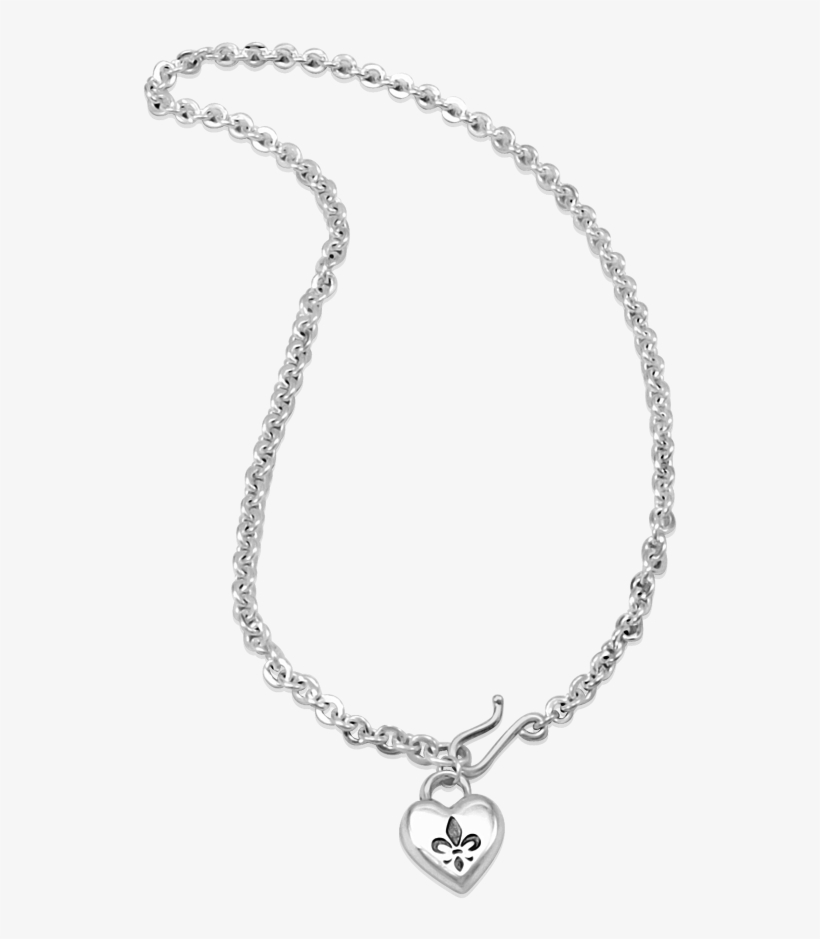 Fleur De Lis Intaglio Heart Necklace - Necklace, transparent png download