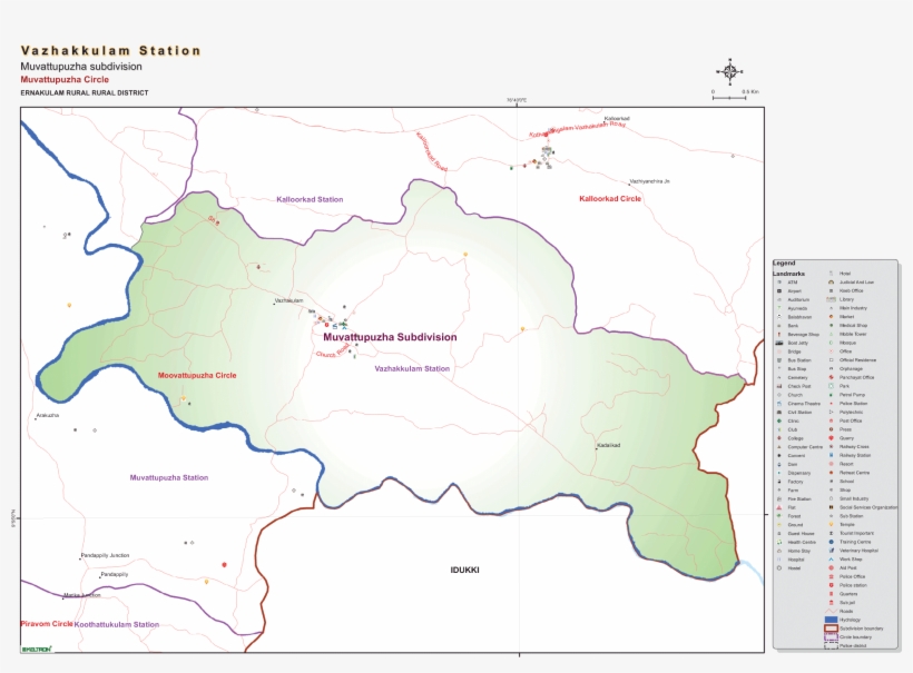 The Vazhakulam Police Station Was Sanctioned As Per - Map Of Kottappady Grama Panchayath, transparent png download