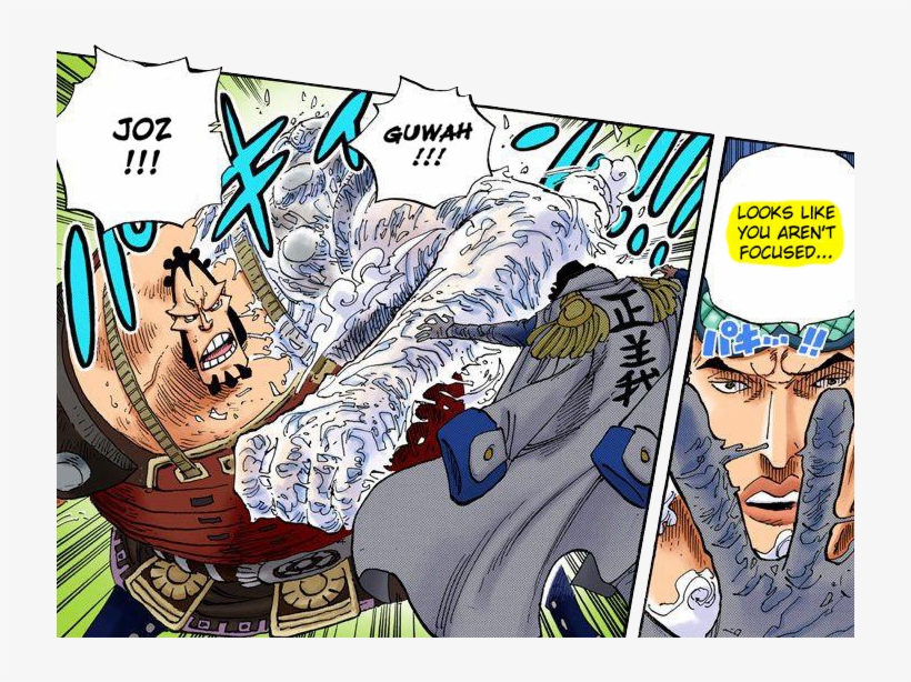 Both Panels Are Directly After Whitebeard Grabs His - Aokiji Battle Of Marineford, transparent png download