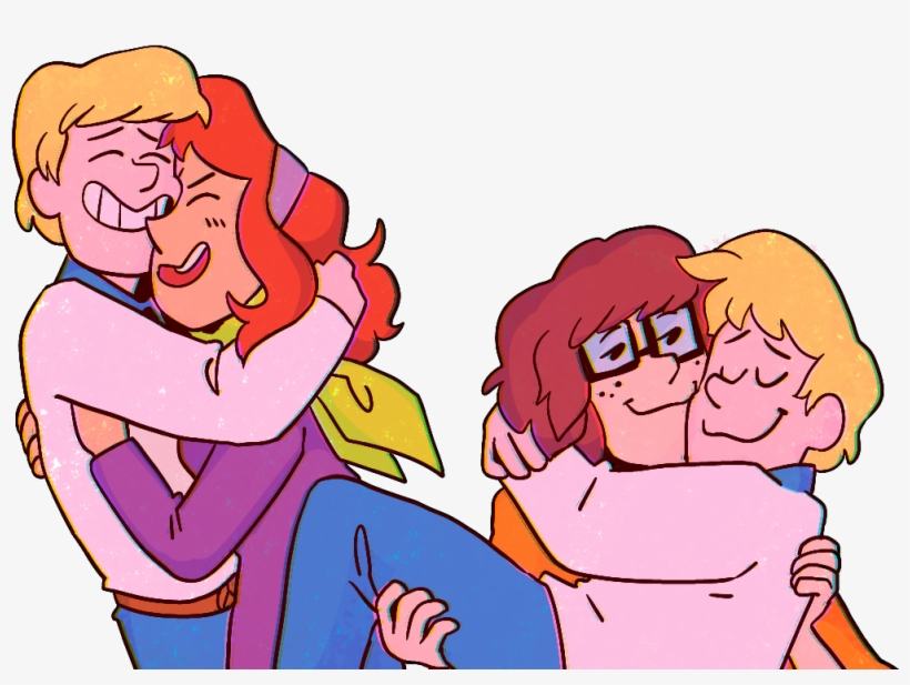 Overliquid Lots Of Poly Mystery Gang Cuddles/doodles - Fred X Shaggy Fanart, transparent png download