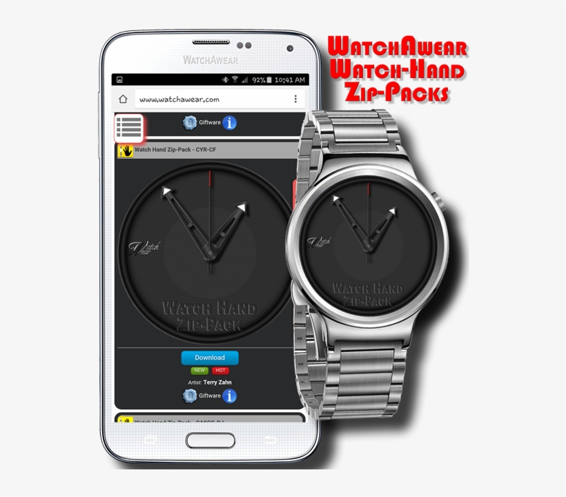 Watchawear Watch Hand Zip-packs - Watch Classic Gliederarmband, Silber Smartwatches, transparent png download