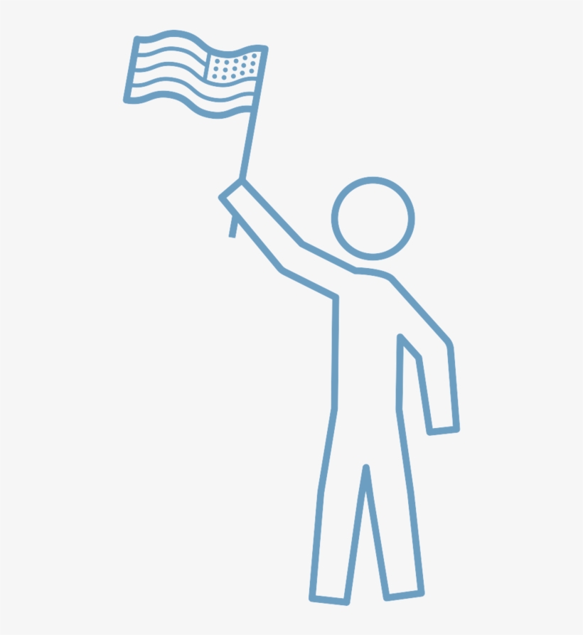 Outline Of Person Holding An American Flag - Flag Of The United States, transparent png download