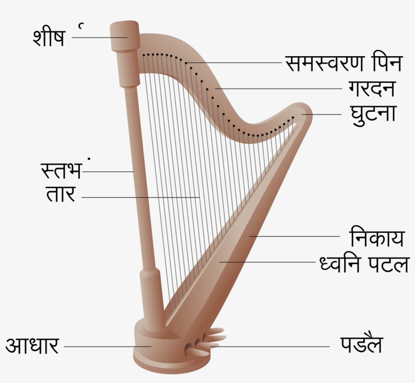 Open - Diagram Of A Harp, transparent png download