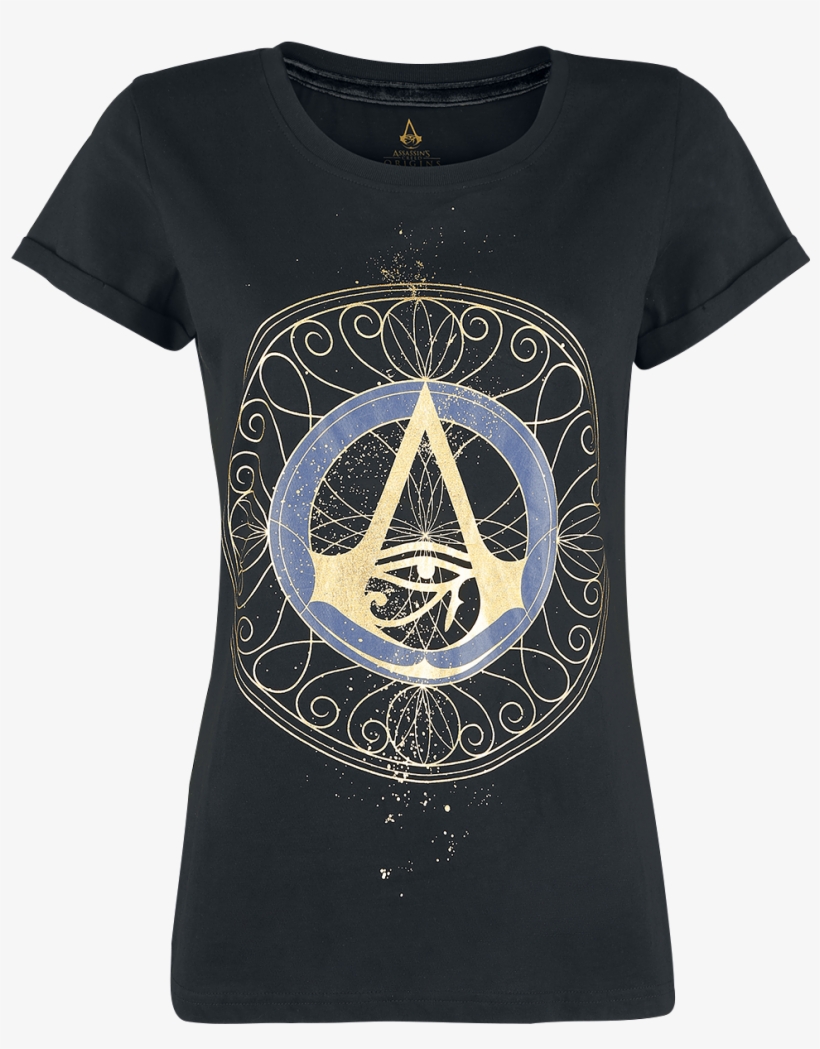 Assassin's Creed Origins Logo Girl Shirt Schwarz - Shirt, transparent png download