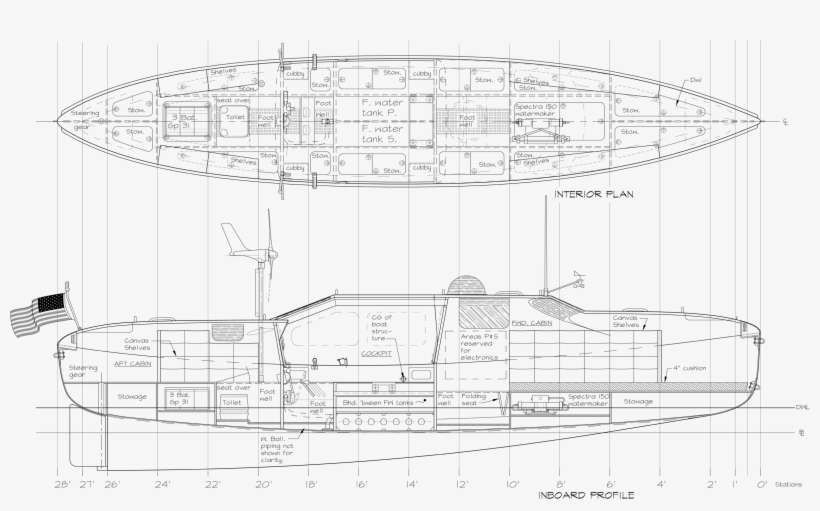 Stock Pacific Boat Design Net Hendrickson Interior - Technical Drawing, transparent png download