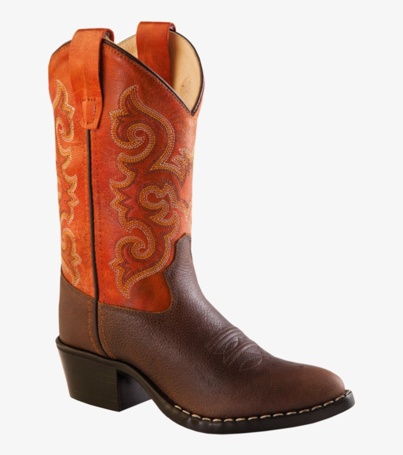 Old West Boys' Orange Cowboy Boots - Round Toe, transparent png download