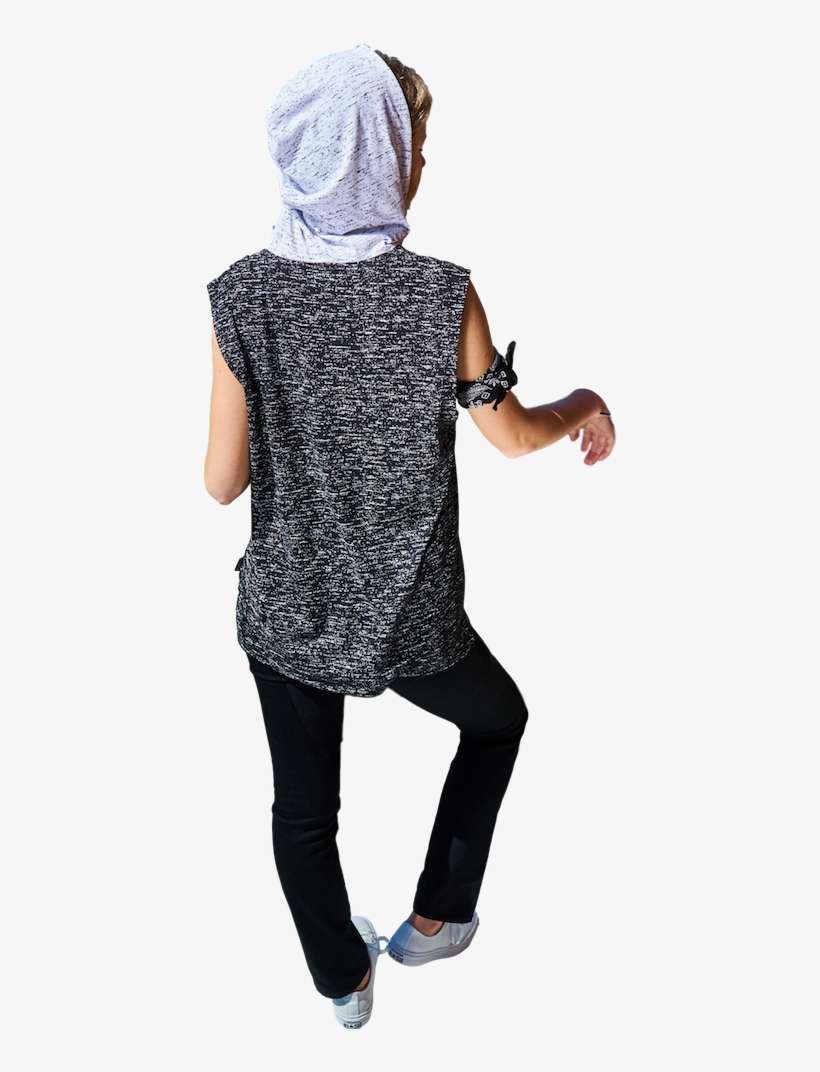 Dorito Color Block Sleeveless Hoodie In Black Tees - Girl, transparent png download