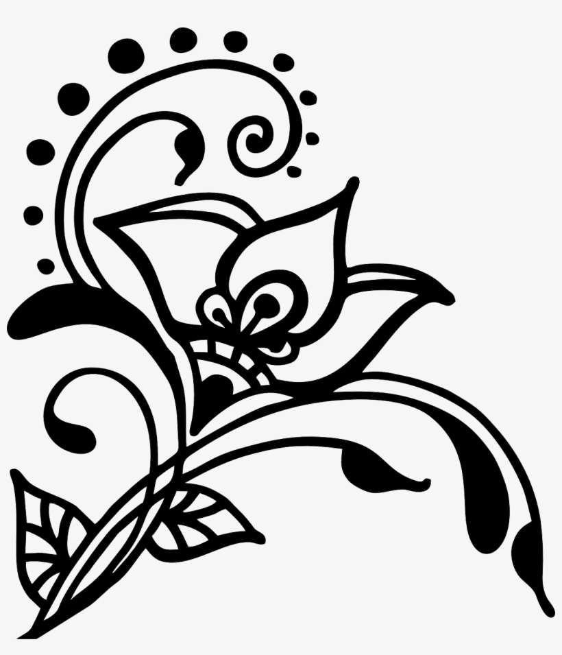 Flower Henna Vines Swirl Png Image - Henna Silhouette, transparent png download