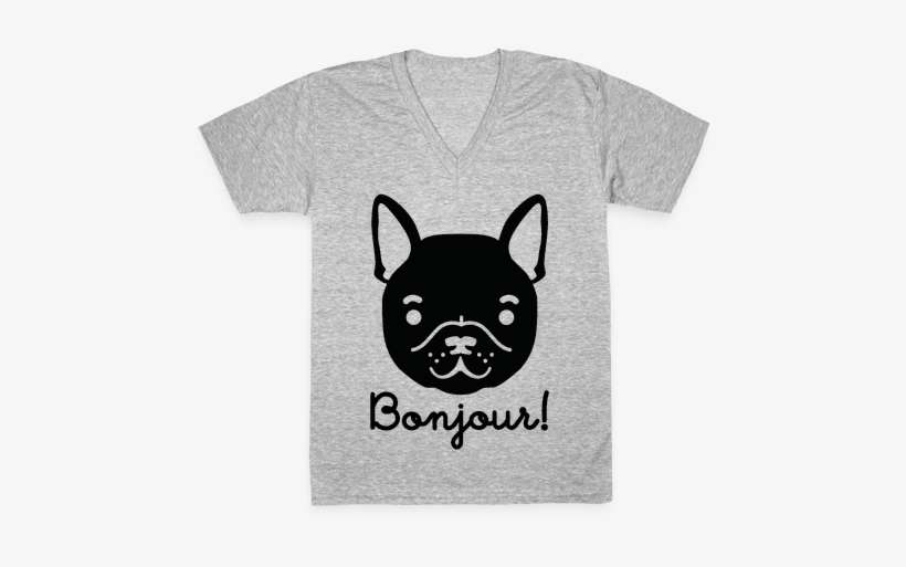 Bonjour French Bulldog V-neck Tee Shirt - H Double Hockey Sticks, transparent png download