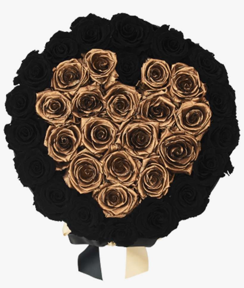 Orb Grand Black And Gold Heart Roses - Gold, transparent png download