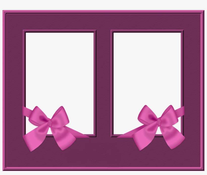 Pink Duble Png Frame With Bow - Pink Bow Frame, transparent png download
