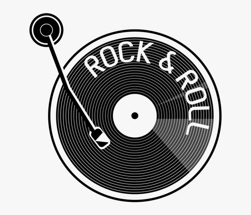 A Retro Vector Illustration Of A Black And White Record - Rock-and-rollvinylaufzeichnung Duschvorhang, transparent png download