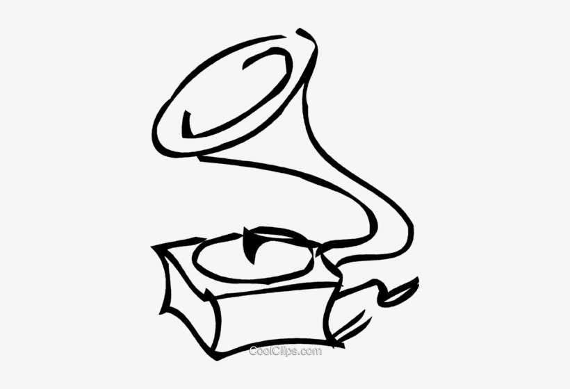 Phonograph Gramophone Record Player Royalty Free Vector - Line Art, transparent png download