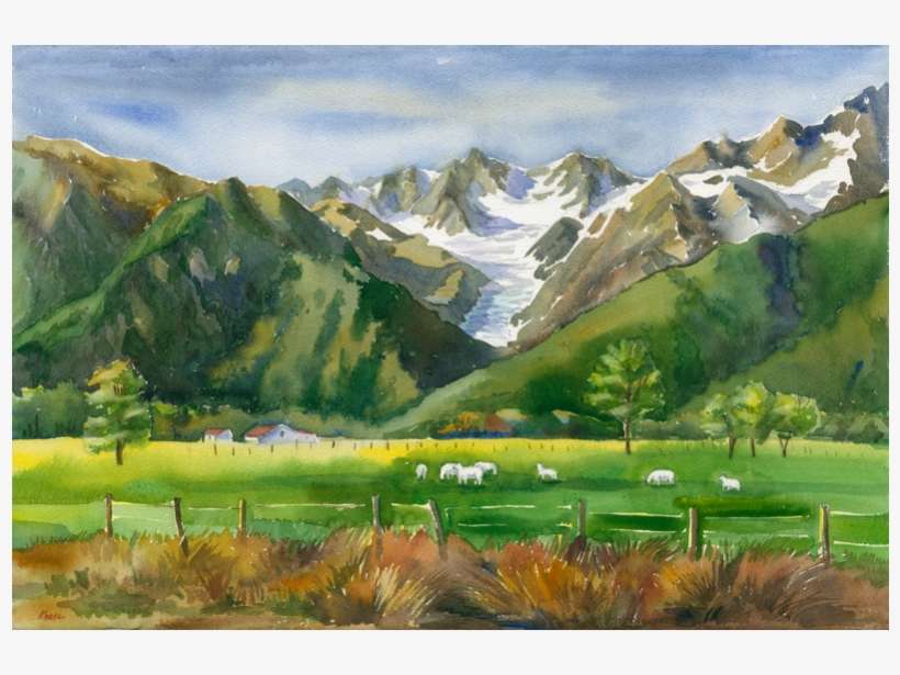 Fox Glacier Original Watercolour - Fox Glacier, transparent png download