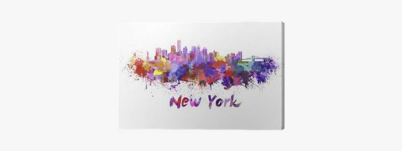 New York Skyline In Watercolor Canvas Print • Pixers® - Artsy Canvas Vibrant Watercolor Skylines: New York/24x13, transparent png download