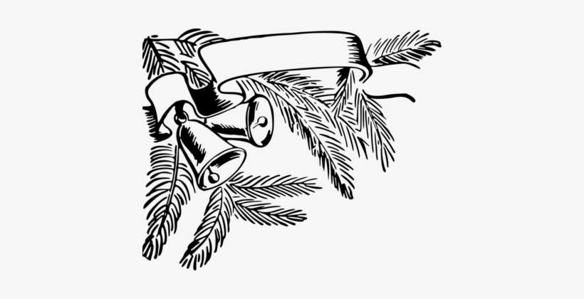 Christmas Day Bell Black And White Christmas Tree Drawing - Black And White Christmas Bells Png, transparent png download